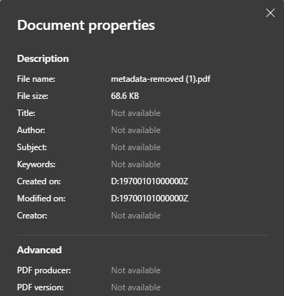 delete metadata from pdf